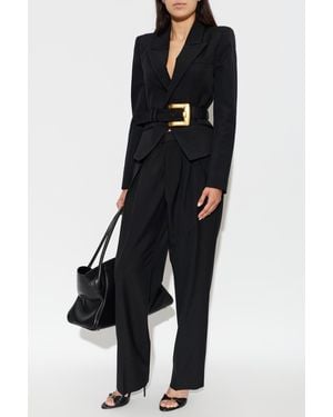Balmain Wool Blazer With Belt - Black