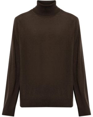 Paul Smith Wool Turtleneck With Embroidered Logo - Brown