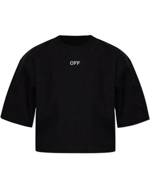 Off-White c/o Virgil Abloh Short Ribbed T-Shirt With Logo - Black