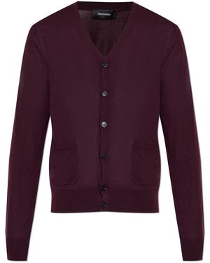 DSquared² Wool Cardigan With Pockets - Purple