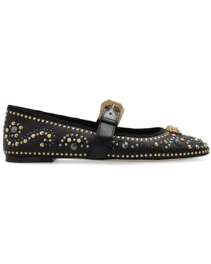 Versace Ballet Flats With Appliqués - Black
