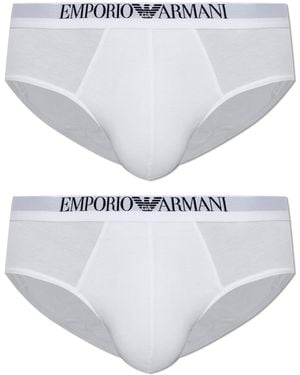 Emporio Armani Pack Of Two Logo Briefs - White