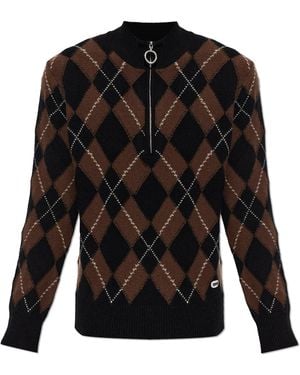 Ami Paris Wool Long-Sleeved Polo Jumper - Black