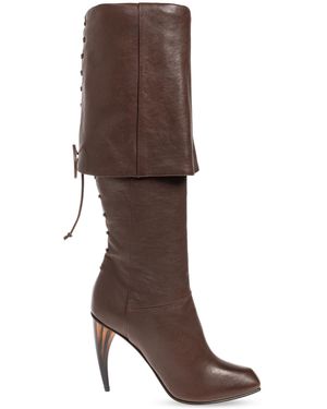 McQueen Leather Heeled Boots - Brown