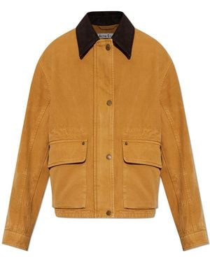 Acne Studios Jacket With Leather Collar - Orange