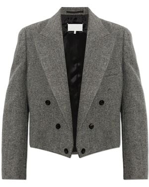 Maison Margiela Wool Herringbone Blazer - Black
