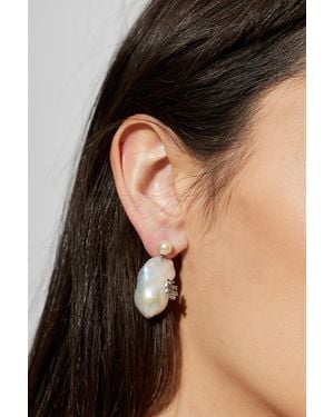 Tory Burch Earrings With Glass Pearl - Black