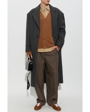 Ami Paris Wool Coat With Single Vent - Black