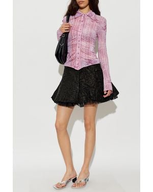AVAVAV Leather Skirt With A Crinkled Effect - Black