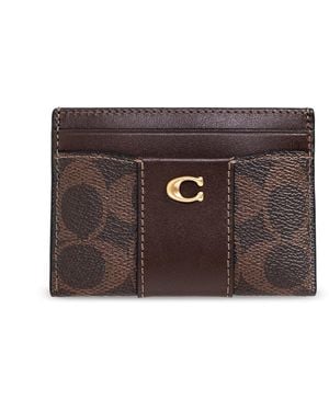 COACH Leather Card Holder - Brown