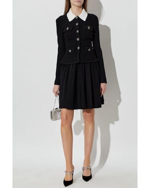Self-Portrait Dress Made Of Combined Fabrics - Black