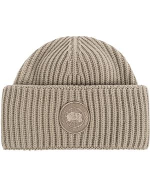 Canada Goose Wool Beanie With Logo Patch - Natural
