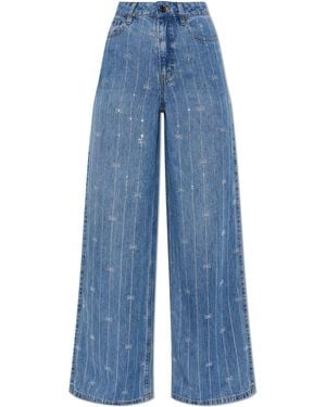 Self-Portrait Jeans With Shimmering Sequins - Blue