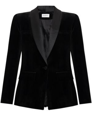 Balmain Velvet Blazer With Single Vent - Black