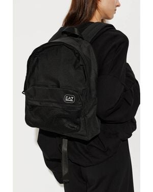 EA7 Backpack With A Logo Patch - Black