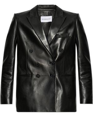Givenchy Double-Breasted Leather Blazer - Black