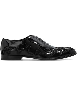 Dolce & Gabbana Leather Shoes With Embellishments - Black