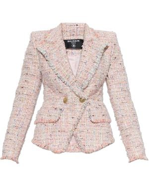 Balmain Tweed Blazer With Lurex Thread - Pink