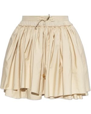Loewe Cotton Skirt With Draping - Natural