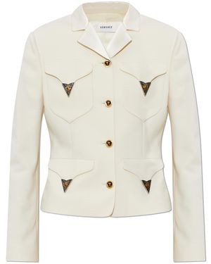 Versace Blazer With Appliqués - Natural