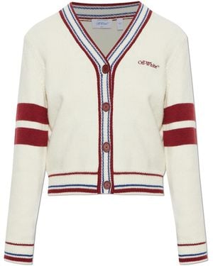 Off-White c/o Virgil Abloh Cardigan With Embroidered Logo - Natural