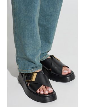 Tod's Leather Slides With Logo - Blue