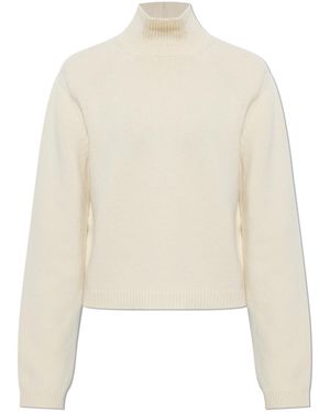Rohe Wool Turtleneck With Sewn-In Shoulder Pads - Natural