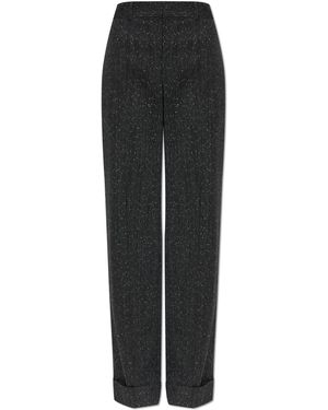 McQueen Wool Trousers With Pintuck Detailing On The Legs - Black