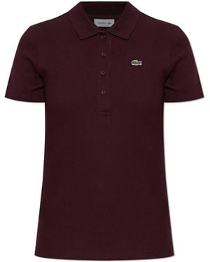 Lacoste Ribbed Polo Shirt With Logo Patch - Red
