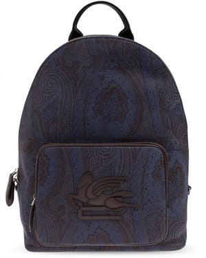 Etro Patterned Backpack With Logo - Blue