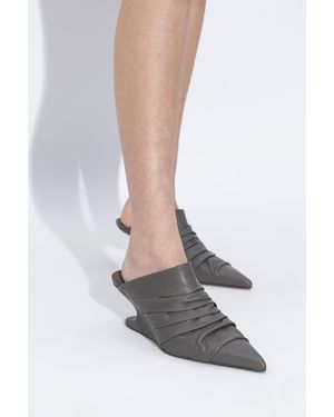 Rick Owens Wedge Heel Mules 'Cantilever 6 Sharp Sabot' - White