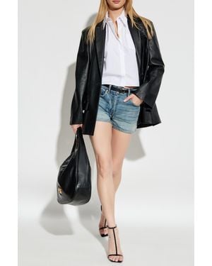 Versace Denim Shorts With Vintage Effect - Black