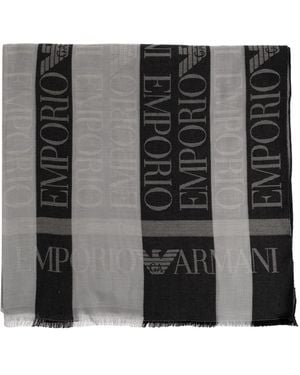 Emporio Armani Scarf With Logo - Black
