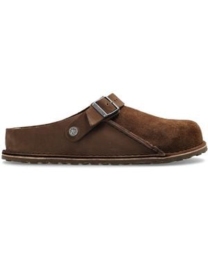 Birkenstock "Lutry Premium Split" Slides - Brown