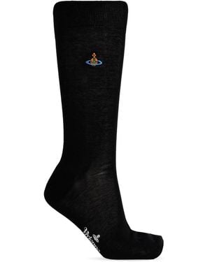 Vivienne Westwood Cotton Socks With Logo - Black