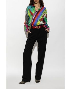 Versace Wool Pleated Pants - Black