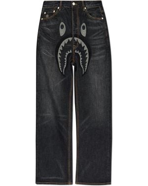 A Bathing Ape Jeans With Patch - Black
