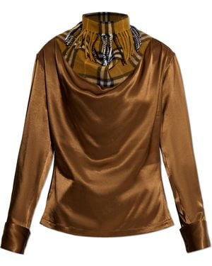 Burberry High Neck Top, - Brown