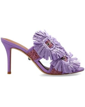 Kurt Geiger Heeled Mules "Raffia Buckle" - Purple