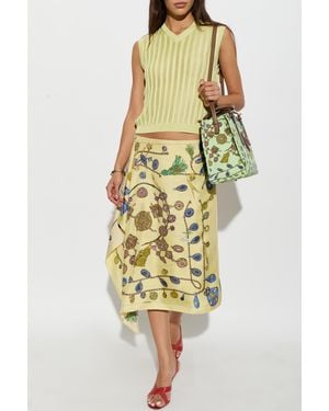 Versace Silk Skirt With 'Broken Jewels' Print - Yellow