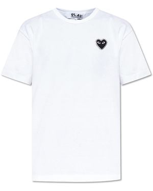 COMME DES GARÇONS PLAY T-Shirt With Shimmering Sequins - White