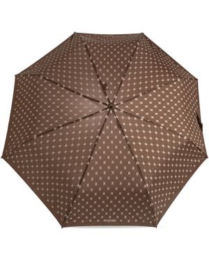 Moschino Folding Umbrella With Monogram - Brown