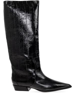 Black Suede Studio Heeled Knee-High Boots 'Aero' - Black