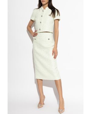 Self-Portrait Tweed Skirt With Shimmering Sequins - Green