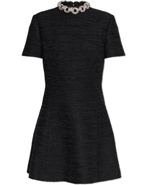 Valentino Garavani Tweed Dress With Shimmering Crystals - Black