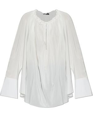 Balmain Loose-Fit Silk Top - White