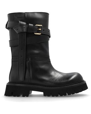 Moschino Leather Ankle Boots - Black