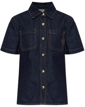 CASABLANCA Denim Short-Sleeve Shirt - Blue