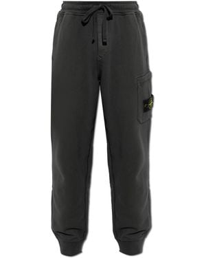 Stone Island Joggers With Logo Patch - Black