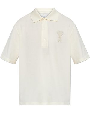 Ami Paris Polo With Patch - White